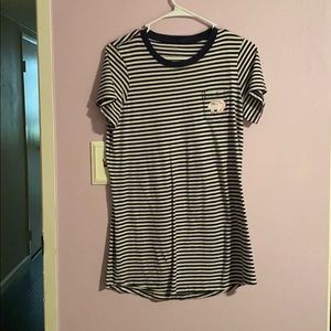 Ivory ella striped navy blue dress